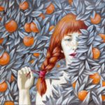 апельсины сад девушка рыжая